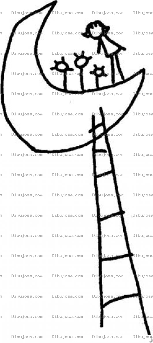 Dibujo para colorear Escalera Hacia La Luna Dibujo Para Pintar Y Colorear A La Nina Que Llego A Lal Luna En Una Escalera