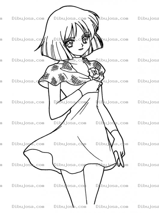 Dibujo para colorear Dibujo De Chica En Vestido Corto Para Pintar Y Colorear