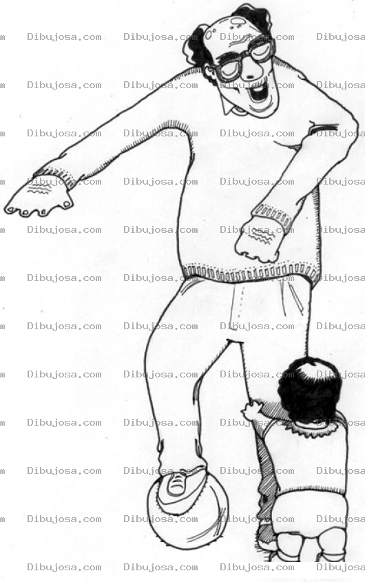 Dibujo para colorear Dibujo De Abuelito Jugando Futbol Con Su Nieto Para Pintar Y Colorear