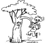 Dibujo para colorear Dibujo De Nino Jugando Con Arbol Adolorido Para Pintar Y Colorear