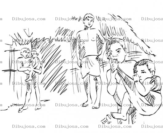 Dibujo para colorear Familia De Escasos Recursos Para Pintar Y Colorear