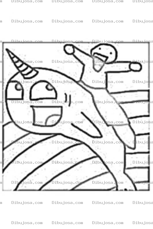 Dibujo para colorear Narwhals Es El Nombre De Un Pez Con Cuerno De Unicornio Dibujo Para Colorear Un Pescado Narwhal