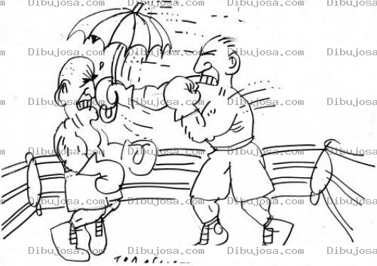 Dibujo para colorear Pelea De Box Con Sombrilla Para Pintar Y Colorear Dibujo De Boxeadores En El Ring