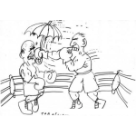 Dibujo para colorear Pelea De Box Con Sombrilla Para Pintar Y Colorear Dibujo De Boxeadores En El Ring
