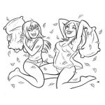 Dibujo para colorear Pelea De Almohadas Para Pintar Y Colorear