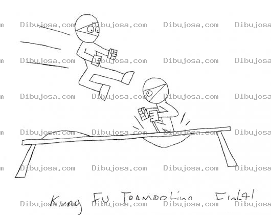 Dibujo para colorear Dibujo De Pelea En Cama Elastica Para Pintar Y Colorear Camaelastica Saltarina
