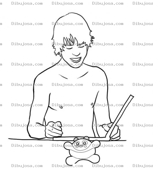 Dibujo para colorear Justin Bieber Sin Camisa Para Pintar Y Colorear
