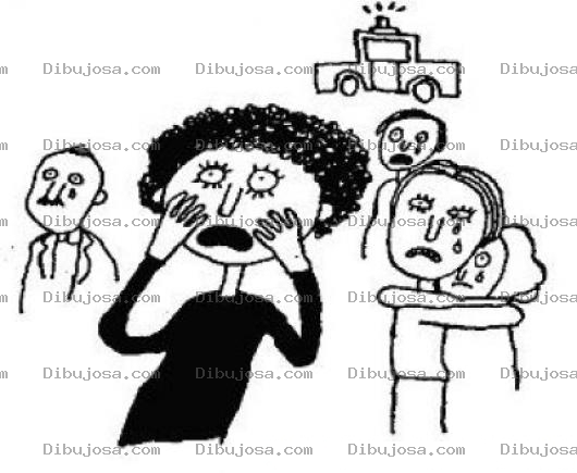 Dibujo para colorear Dibujo De Gente Llorando Y La Policia Al Fondo Para Pintar Y Colorear