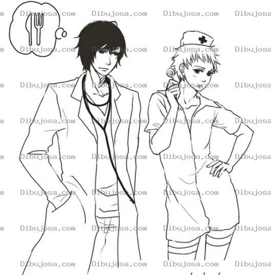 Dibujo para colorear Dibujo De Doctor Y Enfermera Para Pintar Y Colorear Medico Pensando En Invitar A Comer A Su Enfermera