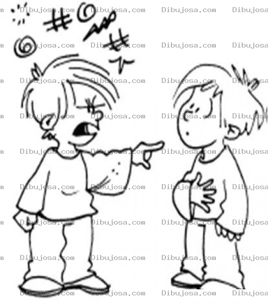 Dibujo para colorear Dibujo De Nino Peleonero Maltratando Y Diciendo Malas Palabras A Otro Nino Para Pintar Y Colorear