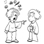 Dibujo para colorear Dibujo De Nino Peleonero Maltratando Y Diciendo Malas Palabras A Otro Nino Para Pintar Y Colorear