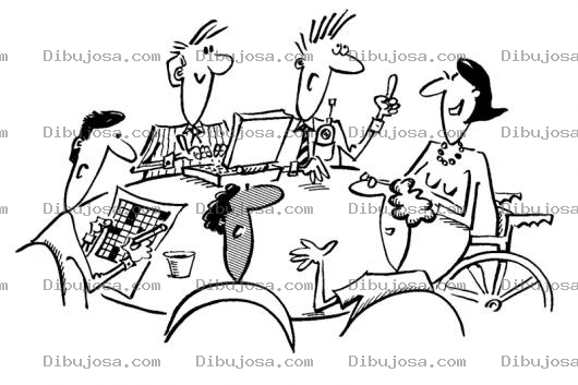 Dibujo para colorear Dibujo De Reunion En Mesa Redonda Para Pintar Y Colorear Estudiantes Reunidos En Una Mesa