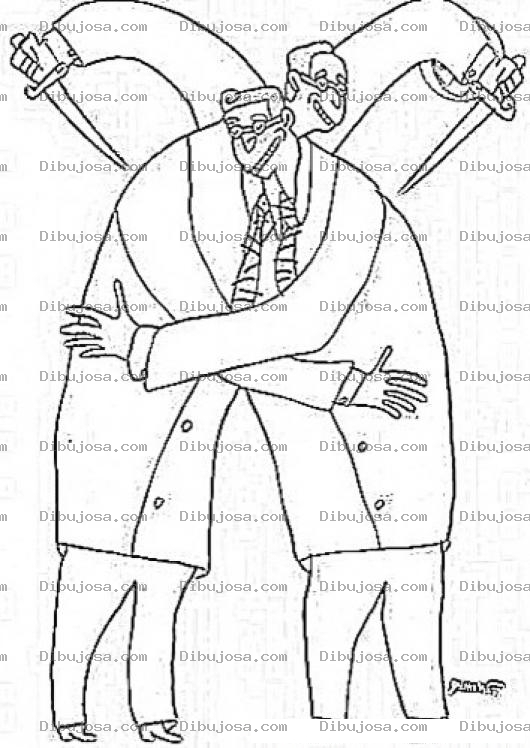 Dibujo para colorear Hipocritas Para Pintar Y Colorear Dibujo De Dos Amigos Hipocritas Y Traicioneros Por La Espalda