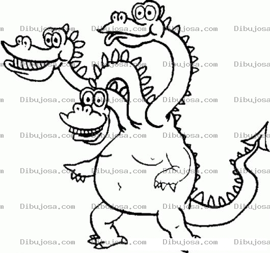 Dibujo para colorear Dragon De 3 Cabezas Para Pintar Y Colorear