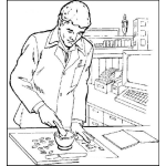 Dibujo para colorear Dibujo De Cientifico Quimico Laboratorista Haciendo Experimento En Laboratorio De Quimica Para Pintar Y Colorear