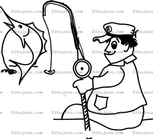 Dibujo para colorear Dibujo De Un Pescador Pescando Un Pez Vela Para Pintar Y Colorear