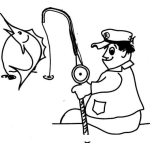Dibujo para colorear Dibujo De Un Pescador Pescando Un Pez Vela Para Pintar Y Colorear