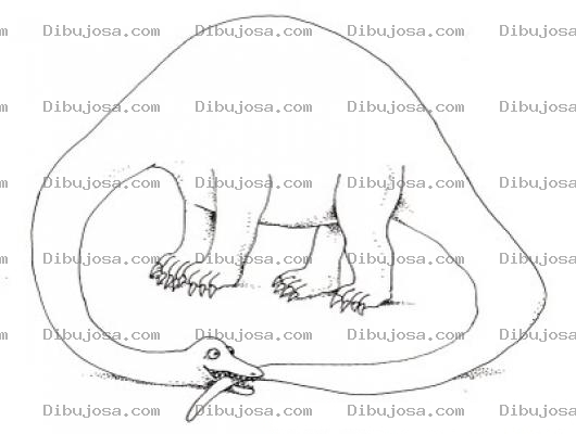 Dibujo para colorear Dibujo De Un Dinosaurio Mordiendose La Cola Para Pintar Y Colorear