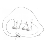Dibujo para colorear Dibujo De Un Dinosaurio Mordiendose La Cola Para Pintar Y Colorear