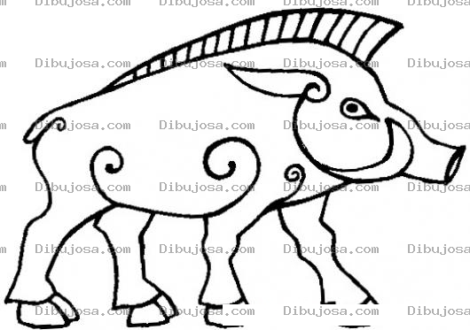 Dibujo para colorear Dibujo De Cerdo Azteca Para Pintar Y Colorear