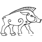 Dibujo para colorear Dibujo De Cerdo Azteca Para Pintar Y Colorear