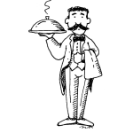Dibujo para colorear Dibujo De Mesero Mayordomo Con Plato De Comida Para Pintar Y Colorear
