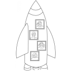 Dibujo para colorear Dibujo De Cohete Espacial Con 4 Astronautas Para Pintar Y Colorear