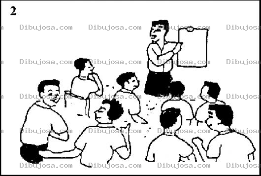 Dibujo para colorear Dibujo De Alumnos Platicanco En Clase Enfrente Del Maestro Para Pintar Y Colorear Conversaciones