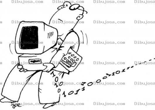 Dibujo para colorear Perdida De Datos Dibujo De Computadora Botando Los Bits Al Suelo Para Pintar Y Colorear