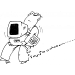 Dibujo para colorear Perdida De Datos Dibujo De Computadora Botando Los Bits Al Suelo Para Pintar Y Colorear