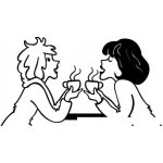 Dibujo para colorear Dibujo De Amigas Tomando Cafe Para Pintar Y Colorear