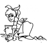 Dibujo para colorear Dibujo De Mujer Limpiando El Piso Para Colorear
