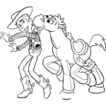 Dibujo para colorear Pintar a Woody con su caballo