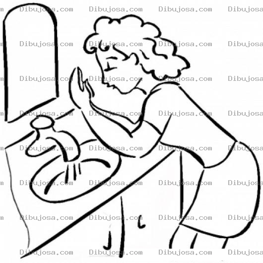 Dibujo para colorear Dibujo De Chica Lavandose La Cara En El Lavamanos Para Pintar Y Colorear