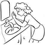 Dibujo para colorear Dibujo De Chica Lavandose La Cara En El Lavamanos Para Pintar Y Colorear
