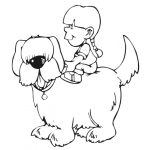 Dibujo para colorear Dibujo De Nina Sobre Perro La Nudo Para Pintar Y Colorear