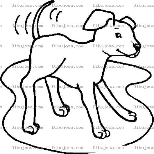 Dibujo para colorear Dibujo De Perrito Moviendo La Cola Para Pintar Y Colorear perro feliz y contento