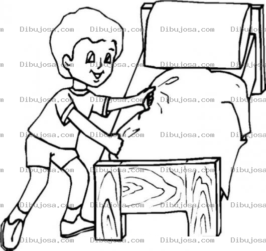 Dibujo para colorear Dibujo De Nino Haciendo Su Cama Para Pintar Y Colorear