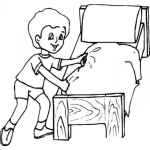 Dibujo para colorear Dibujo De Nino Haciendo Su Cama Para Pintar Y Colorear