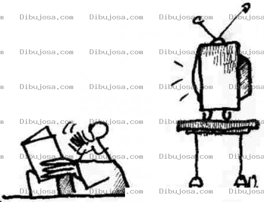 Dibujo para colorear Dibujo De Nino Leyendo Frente Al Televisor Para Pintar Y Colorear