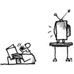 Dibujo para colorear Dibujo De Nino Leyendo Frente Al Televisor Para Pintar Y Colorear
