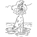 Dibujo para colorear La Sirenita Caminando En El Mar Para Pintar Y Colorear