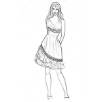Dibujo para colorear Dibujo De Barbie Con Vestidito Corto Para Pintar Y Colorear A Barbi En Vestido