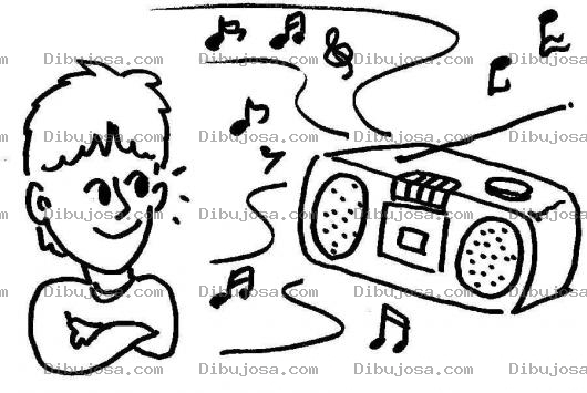 Dibujo para colorear Dibujo De Nino Oyendo Musica En Una Grabadora Para Pintar Y Colorear