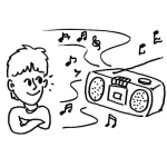 Dibujo para colorear Dibujo De Nino Oyendo Musica En Una Grabadora Para Pintar Y Colorear