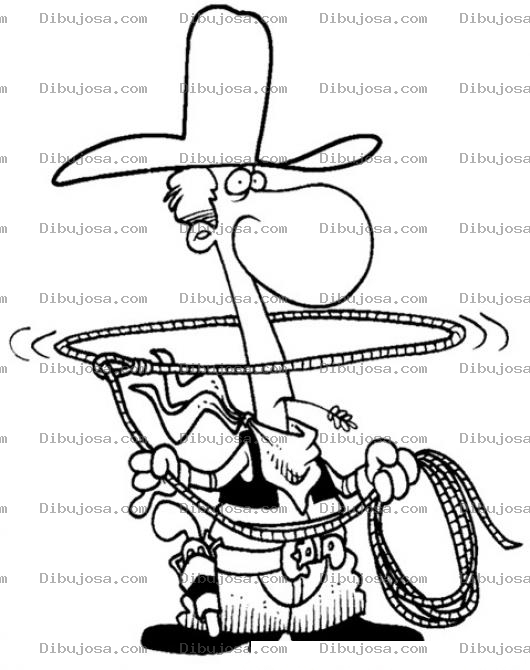 Dibujo para colorear Vaquero Lo Lazo Para Pintar Y Colorear
