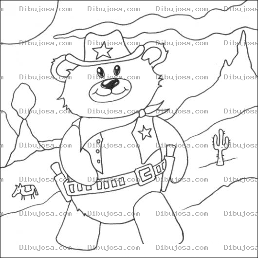 Dibujo para colorear Dibujo De Osito Vaquero Para Pintar Y Colorear