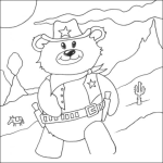 Dibujo para colorear Dibujo De Osito Vaquero Para Pintar Y Colorear