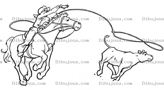 Dibujo para colorear Dibujo De Vaquero Lazando A Un Chivito Para Pintar Y Colorear