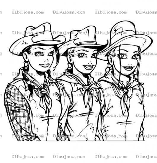 Dibujo para colorear Dibujo De Vaqueritas Para Pintar Y Colorear Chicas Vaqueras